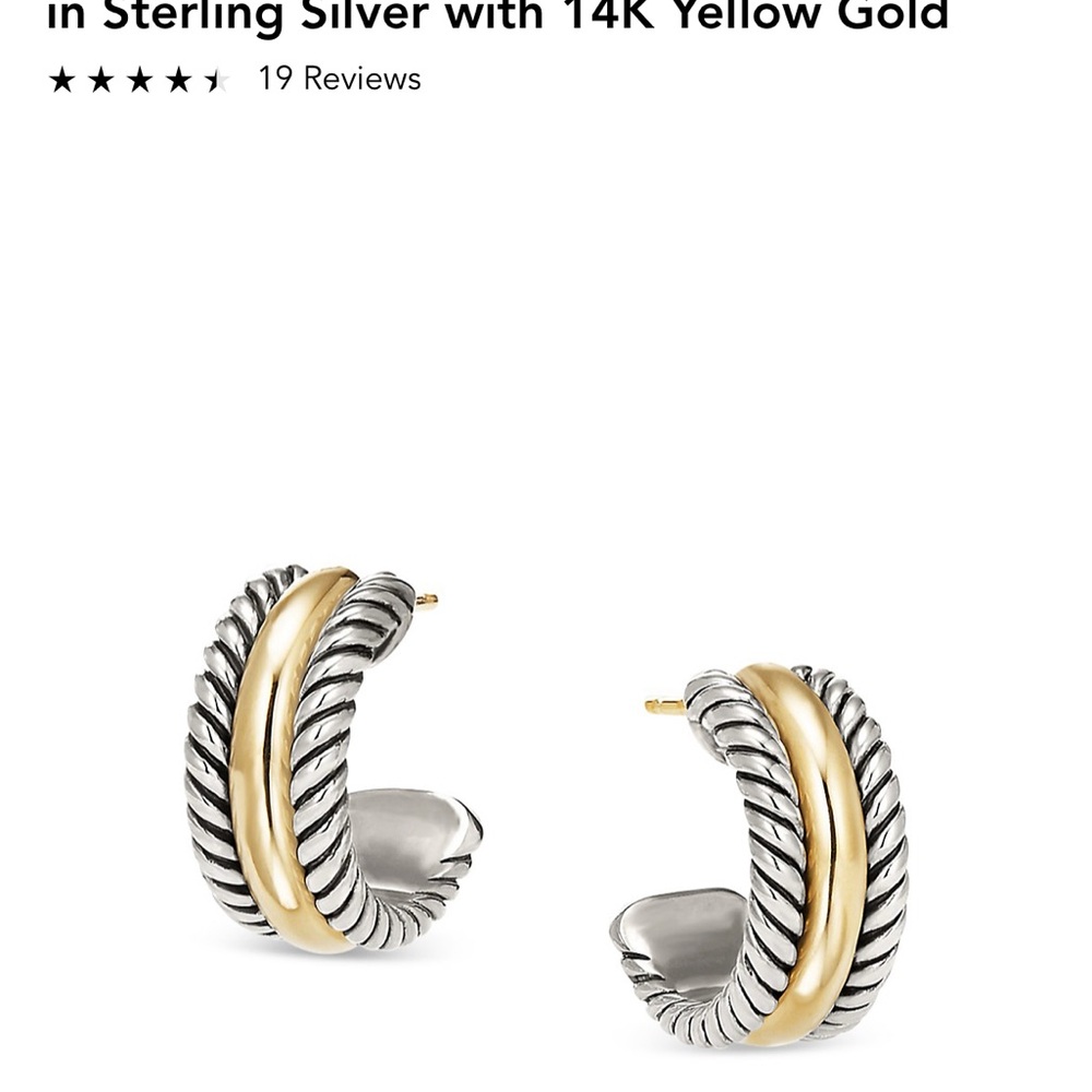 David Yurman Sterling Silver 14K Yellow Gold Hoops